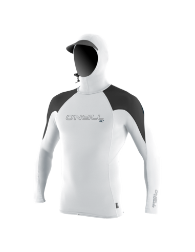 O'Neill Premium O'Zone L/S w/Hood Rashguard-Wht/Raven/Slate meilleur choix